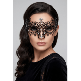 Masque vénitien Chiara rigide noir avec strass  - HMJ-016BK