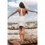 Robe blanche simili cuir et dentelle Sophia 