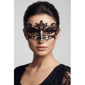 Masque vénitien Asia rigide noir avec strass - HMJ-028BK
