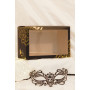 Masque vénitien Gaia rigide noir avec strass - HMJ-061BK