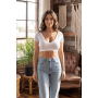 Top sexy court blanc bi matière réversible - LTK2-WHT