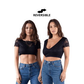 Top court noir bi matière réversible - LTK2-BLK