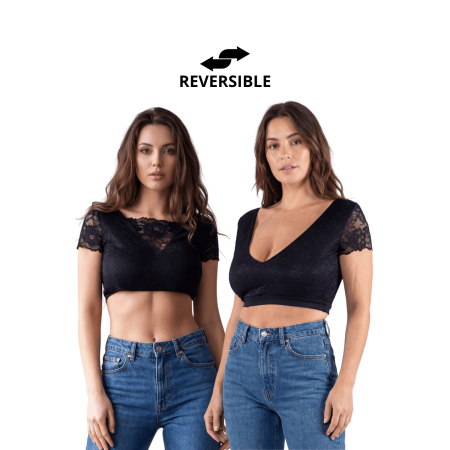 Top court noir bi matière réversible - LTK2-BLK