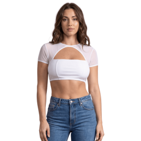 Top court blanc échancré sur le devant - LTK1-WHT