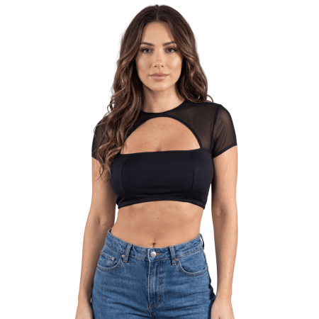 Top court noir échancré sur le devant - LTK1-BLK