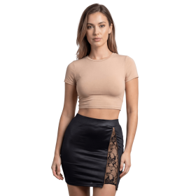 Jupe courte noire Kyra avec zip fonctionnel sur le côté 