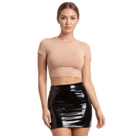 Jupe noire en simili cuir avec zip Lara - LSL6-S
