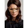 Masque vénitien Gaia rigide doré avec strass - HMJ-061B