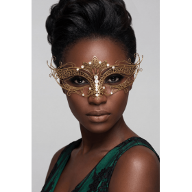 Masque vénitien Asia rigide doré avec strass - HMJ-028B