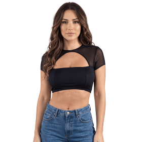 Top court noir échancré sur le devant - LTK1-BLK