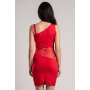 Robe rouge asymétrique avec dentelle Paola