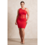Robe rouge asymétrique avec dentelle Paola