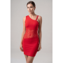 Robe rouge asymétrique avec dentelle Paola