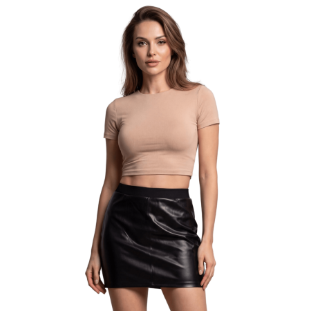 Jupe courte simili cuir noir Paula - LSL1-SBLK
