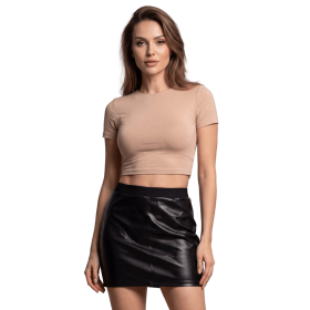 Jupe courte simili cuir noir Paula - LSL1-SBLK