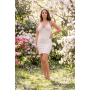 Robe blanche simili cuir et dentelle Sophia