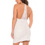 Robe blanche simili cuir et dentelle Sophia