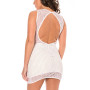 Robe simili cuir et dentelle blanche Lydia