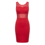 Robe sensuelle et habillée avec maille transparente rouge