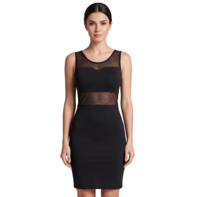 Robe sensuelle et habillée avec maille transparente noire