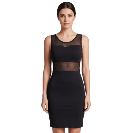 Robe sensuelle et habillée avec maille transparente noire