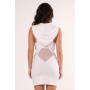 Robe blanche sensuelle avec capuche et bandeau poitrine Adriana 