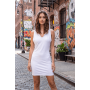 Robe blanche sensuelle avec capuche et bandeau poitrine Adriana 