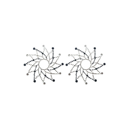 Paire de cache tétons adhésifs strass noir et blanc 