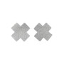 Paire de cache tétons adhésifs croix pailletée blanc 
