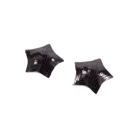 Paire de cache tétons adhésifs étoile pailletée sequin noir 