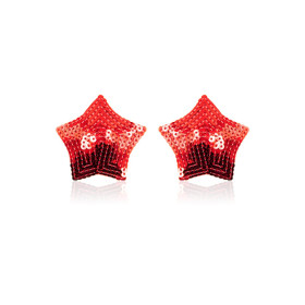 Paire de cache tétons adhésifs étoile pailletée sequin rouge 