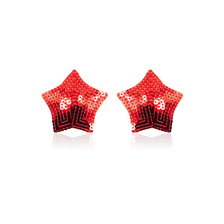 Paire de cache tétons adhésifs étoile pailletée sequin rouge 