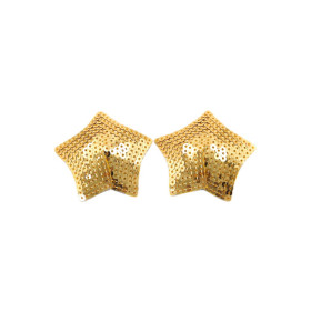 Paire de cache tétons adhésifs étoile pailletée sequin doré 