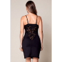 Robe cocktail noire empiècements dentelle