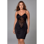 Robe cocktail noire empiècements dentelle