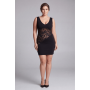 Robe cocktail dentelle florale asymétrique