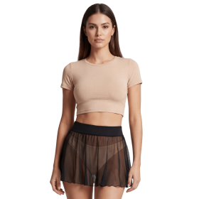 Mini jupe noire en résille transparente Stella - LSN3