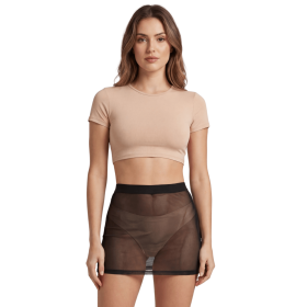 Jupe noire en résille transparente Maya - LSN1