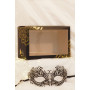 Masque vénitien Greta rigide noir avec strass  -  HMJ-005BK