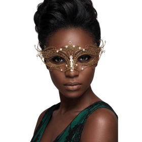 Masque vénitien Asia rigide doré avec strass - HMJ-028B