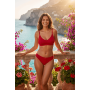 Culotte rouge en dentelle avec nœud en satin - PF09LRED
