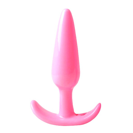 Plug anal rose souple base évasée Pocket Pleasure  1 dosette lubrifiant