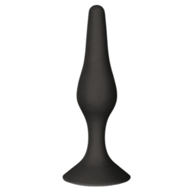 Plug Anal Noir en Silicone avec Ventouse Taille L 12,7 cm Pocket Pleasure  1 dosette de lubrifiant