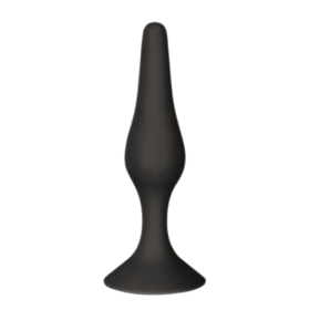 Plug Anal Noir en Silicone avec Ventouse Taille M 11,3 cm Pocket Pleasure  1 dosette de lubrifiant