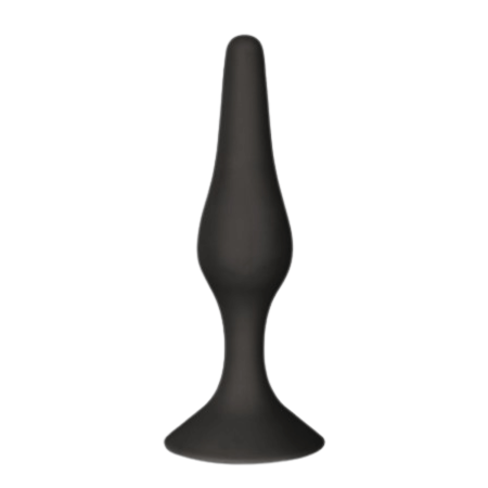 Plug Anal Noir en Silicone avec Ventouse Taille M 11,3 cm Pocket Pleasure  1 dosette de lubrifiant