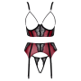 Ensemble Jarretelles 3 Pièces Rouge Foncé  Noir - Cottelli