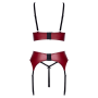 Ensemble Jarretelles 3 Pièces Rouge Foncé  Noir - Cottelli