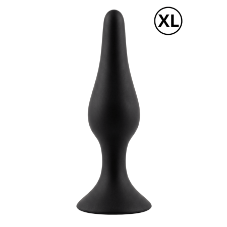 Plug Anal Noir en Silicone avec Ventouse Taille XL 15 cm Pocket Pleasure  1 dosette de lubrifiant
