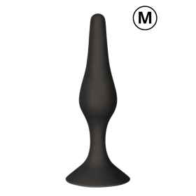 Plug Anal Noir en Silicone avec Ventouse Taille M 11,3 cm Pocket Pleasure  1 dosette de lubrifiant