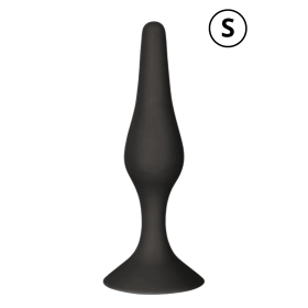 Plug Anal Noir en Silicone avec Ventouse Taille S 10,5 cm Pocket Pleasure  1 dosette de lubrifiant